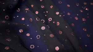 szyfon czarny  kółka-metalik - šifon černé kruhy - metalické