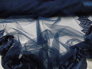 tiul - siateczka z bordurą kolor granat-n.453c  - tiul - síťovina