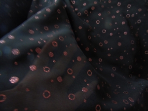 szyfon czarny ze złotem- šifón -průhledná látka