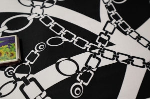 satyno bawełna czarno biała n388 - Bavlněný satén 